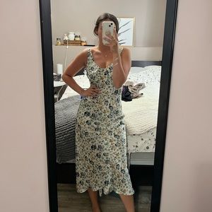 Zara floral satin midi dress